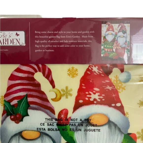 Christmas Garden Gnome Flag Holiday Stockings Vertical 12.5 in X 18 in Colorful - Picture 9 of 15